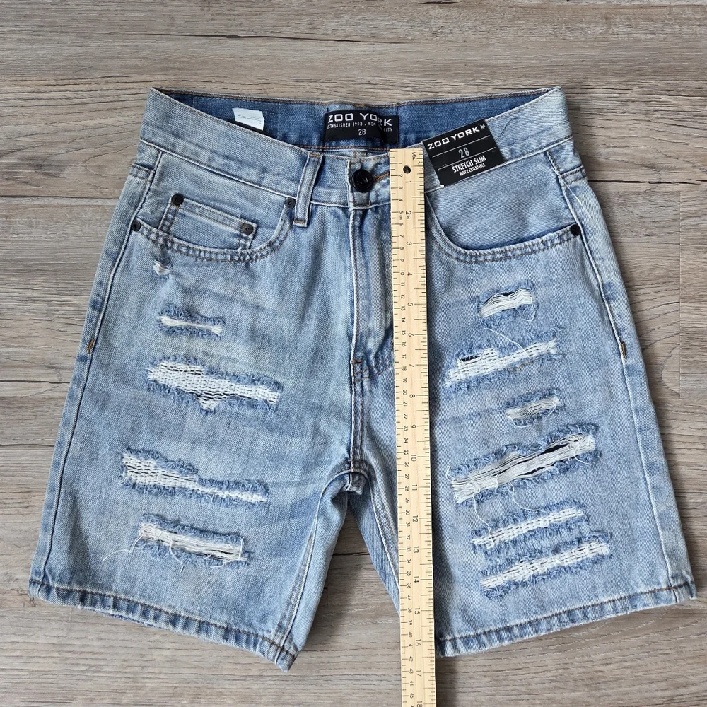 NWT Zoo York West49 Men's Youth Skater Streetwear Distressed Denim Jean Shorts - Picture 2 of 7